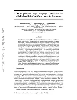 C3PO: Optimized Large Language Model Cascades with Probabilistic Cost Constraints for Reasoning