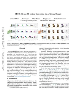 DIMO: Diverse 3D Motion Generation for Arbitrary Objects