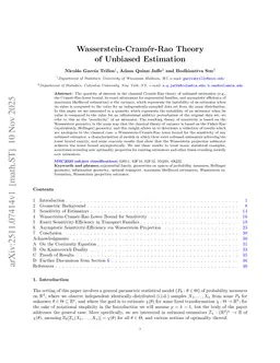 Wasserstein-Cramér-Rao Theory of Unbiased Estimation