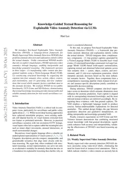 Knowledge-Guided Textual Reasoning for Explainable Video Anomaly Detection via LLMs