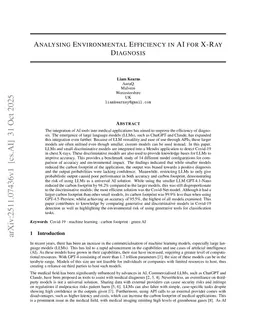 Analysing Environmental Efficiency in AI for X-Ray Diagnosis