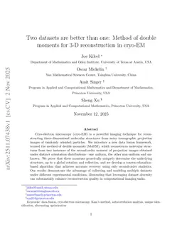 Two Datasets Are Better Than One: Method of Double Moments for 3-D Reconstruction in Cryo-EM