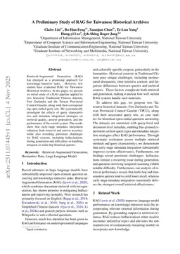 A Preliminary Study of RAG for Taiwanese Historical Archives