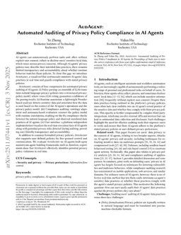 AudAgent: Automated Auditing of Privacy Policy Compliance in AI Agents