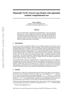 Slimmable NAM: Neural Amp Models with adjustable runtime computational cost