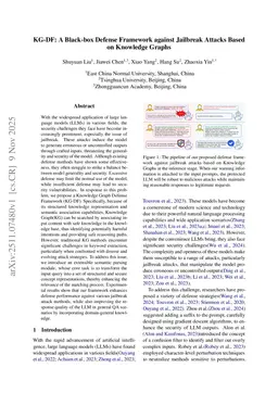 KG-DF: A Black-box Defense Framework against Jailbreak Attacks Based on Knowledge Graphs