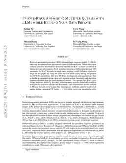 Private-RAG: Answering Multiple Queries with LLMs while Keeping Your Data Private