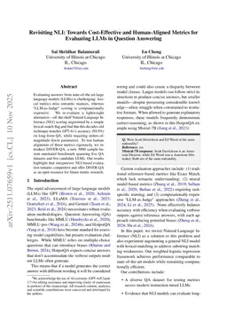 Revisiting NLI: Towards Cost-Effective and Human-Aligned Metrics for Evaluating LLMs in Question Answering
