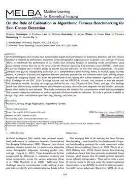 On the Role of Calibration in Benchmarking Algorithmic Fairness for Skin Cancer Detection