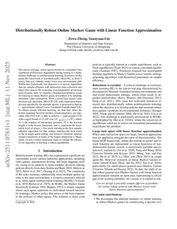 Distributionally Robust Online Markov Game with Linear Function Approximation