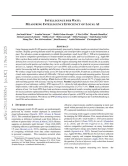 Intelligence per Watt: Measuring Intelligence Efficiency of Local AI