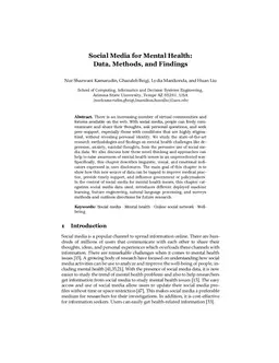 Social Media for Mental Health: Data, Methods, and Findings