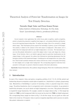 Theoretical Analysis of Power-law Transformation on Images for Text Polarity Detection