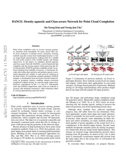 DANCE: Density-agnostic and Class-aware Network for Point Cloud Completion