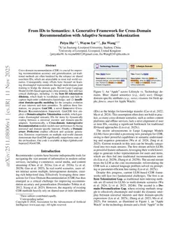 From IDs to Semantics: A Generative Framework for Cross-Domain Recommendation with Adaptive Semantic Tokenization
