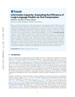 Information Capacity: Evaluating the Efficiency of Large Language Models via Text Compression