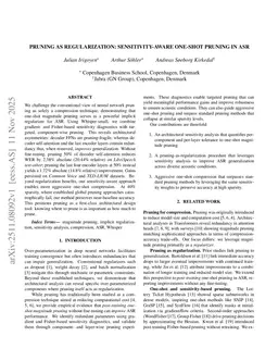 Pruning as Regularization: Sensitivity-Aware One-Shot Pruning in ASR