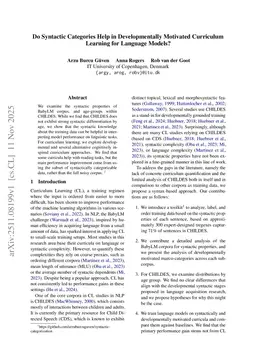 Do Syntactic Categories Help in Developmentally Motivated Curriculum Learning for Language Models?