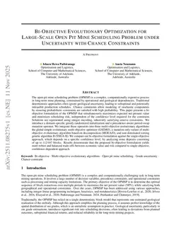 Bi-Objective Evolutionary Optimization for Large-Scale Open Pit Mine Scheduling Problem under Uncertainty with Chance Constraints