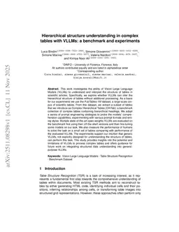 Hierarchical structure understanding in complex tables with VLLMs: a benchmark and experiments