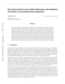 Semi-Supervised Treatment Effect Estimation with Unlabeled Covariates via Generalized Riesz Regression