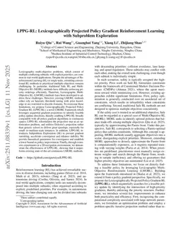 LPPG-RL: Lexicographically Projected Policy Gradient Reinforcement Learning with Subproblem Exploration