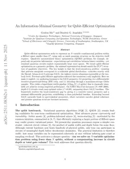 An Information-Minimal Geometry for Qubit-Efficient Optimization