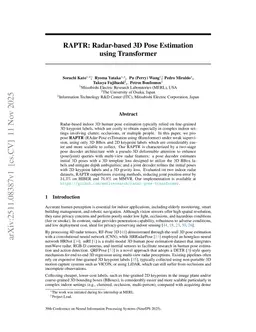 RAPTR: Radar-based 3D Pose Estimation using Transformer
