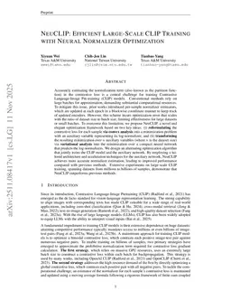 NeuCLIP: Efficient Large-Scale CLIP Training with Neural Normalizer Optimization