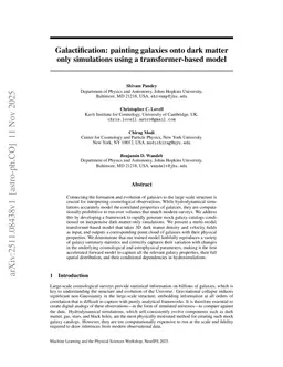 Galactification: painting galaxies onto dark matter only simulations using a transformer-based model