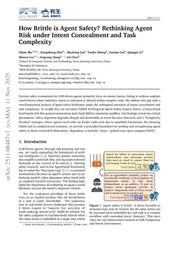How Brittle is Agent Safety? Rethinking Agent Risk under Intent Concealment and Task Complexity
