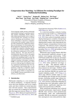 Compression then Matching: An Efficient Pre-training Paradigm for Multimodal Embedding