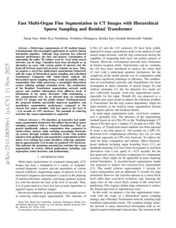 Fast Multi-Organ Fine Segmentation in CT Images with Hierarchical Sparse Sampling and Residual Transformer