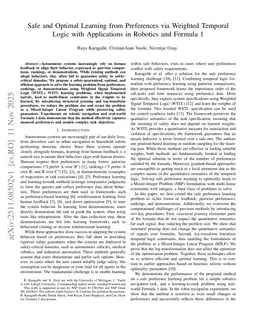 Safe and Optimal Learning from Preferences via Weighted Temporal Logic with Applications in Robotics and Formula 1