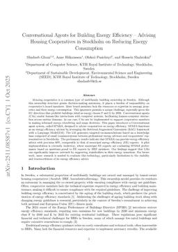 Conversational Agents for Building Energy Efficiency -- Advising Housing Cooperatives in Stockholm on Reducing Energy Consumption