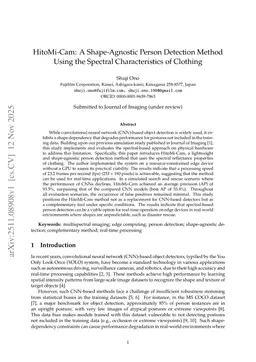 HitoMi-Cam: A Shape-Agnostic Person Detection Method Using the Spectral Characteristics of Clothing