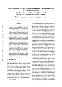 One-Topic-Doesn't-Fit-All: Transcreating Reading Comprehension Test for Personalized Learning