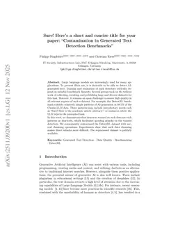 Sure! Here's a short and concise title for your paper: "Contamination in Generated Text Detection Benchmarks"