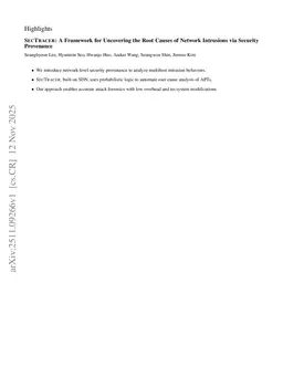 SecTracer: A Framework for Uncovering the Root Causes of Network Intrusions via Security Provenance