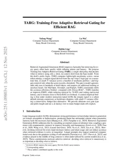 TARG: Training-Free Adaptive Retrieval Gating for Efficient RAG
