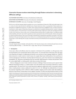 Generative human motion mimicking through feature extraction in denoising diffusion settings