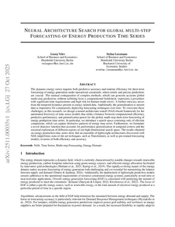 Neural Architecture Search for global multi-step Forecasting of Energy Production Time Series