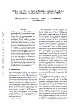 FLoRA: Fused forward-backward adapters for parameter efficient fine-tuning and reducing inference-time latencies of LLMs