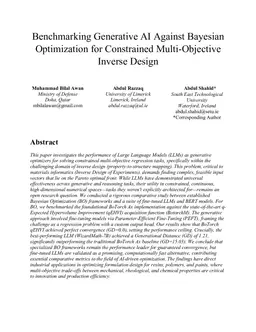 Benchmarking Generative AI Against Bayesian Optimization for Constrained Multi-Objective Inverse Design