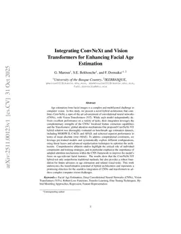 Integrating ConvNeXt and Vision Transformers for Enhancing Facial Age Estimation