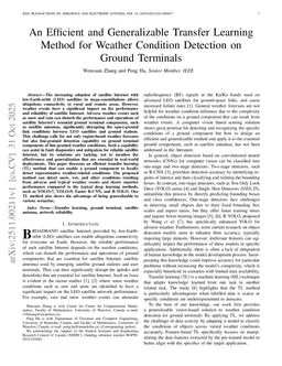 An Efficient and Generalizable Transfer Learning Method for Weather Condition Detection on Ground Terminals