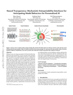 Neural Transparency: Mechanistic Interpretability Interfaces for Anticipating Model Behaviors for Personalized AI