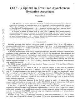 COOL Is Optimal in Error-Free Asynchronous Byzantine Agreement