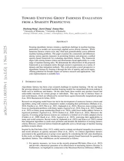 Toward Unifying Group Fairness Evaluation from a Sparsity Perspective