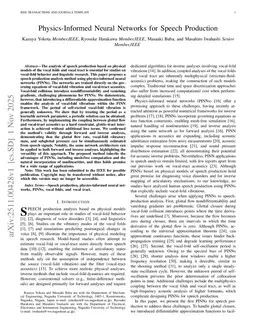 Physics-Informed Neural Networks for Speech Production